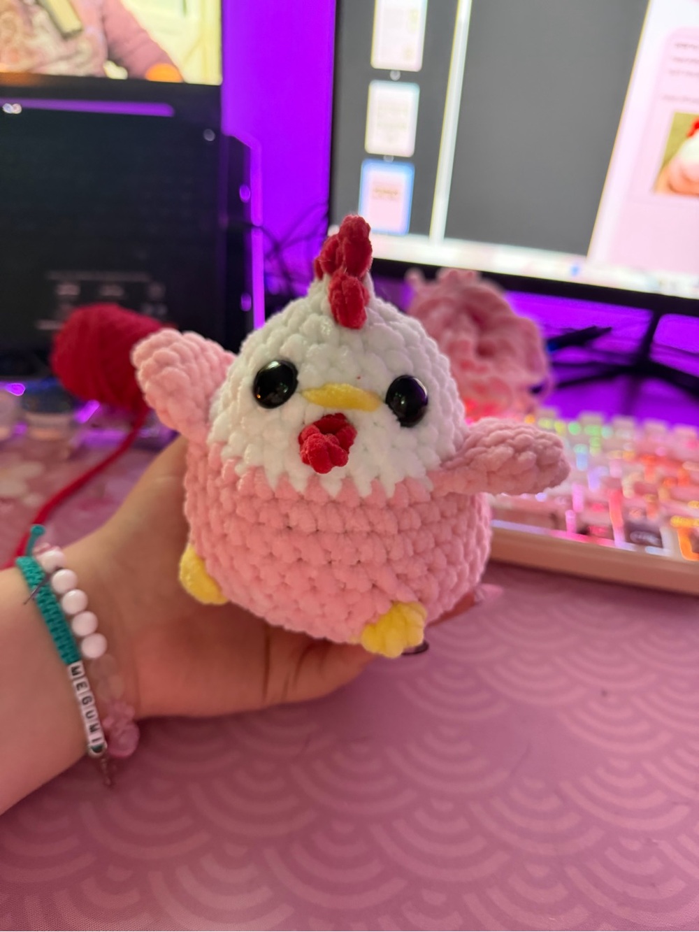 Plush Pink Chicken crochet plushie